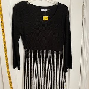 Black White mid length sleeves knee length